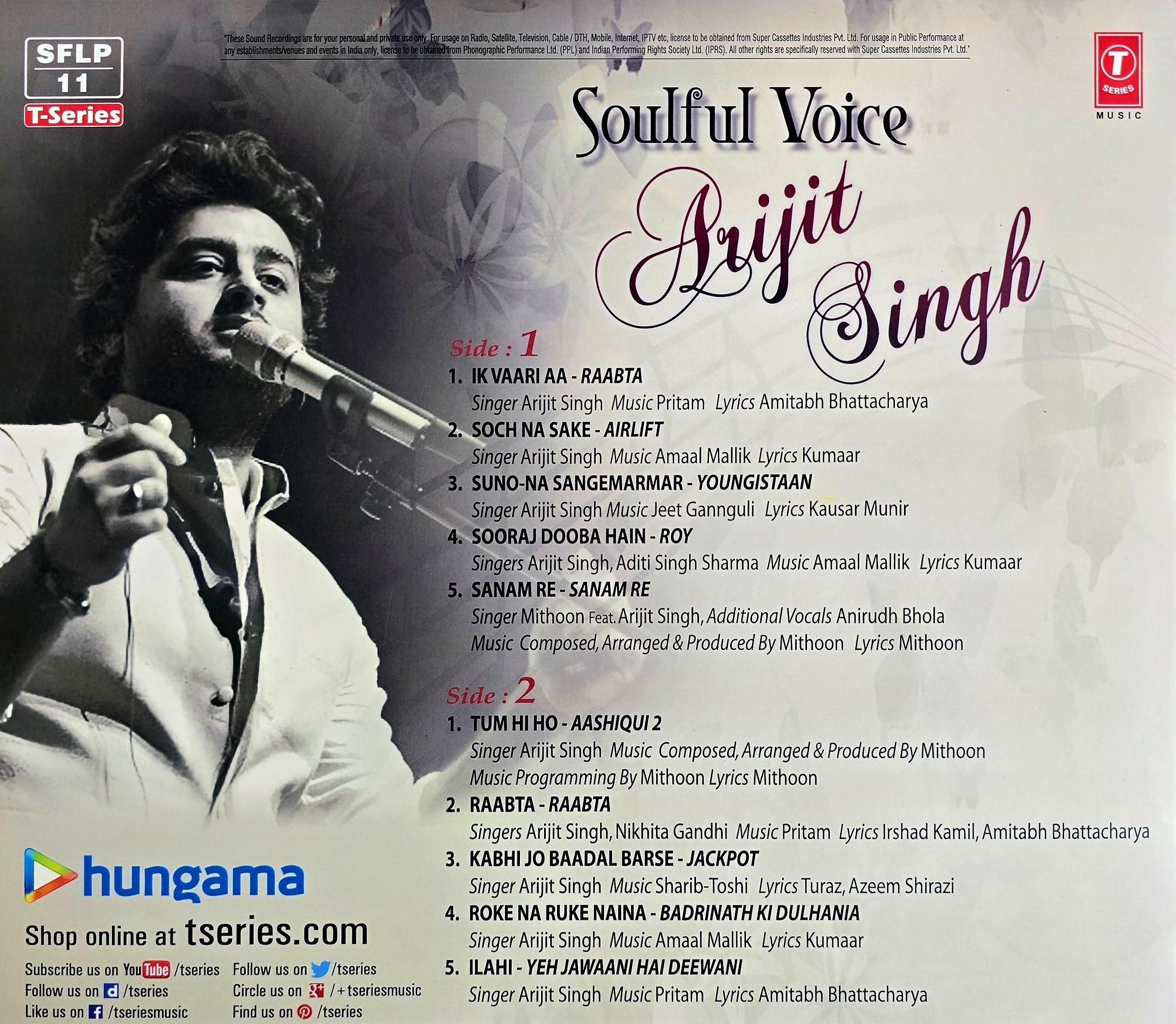 SOULFUL VOICE : ARIJIT SINGH - VINYL RECORD alt
