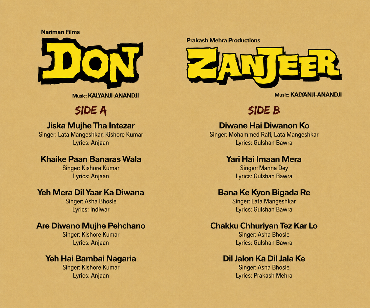 DON / ZANJEER - VINYL RECORD ( PRE BOOK ) alt