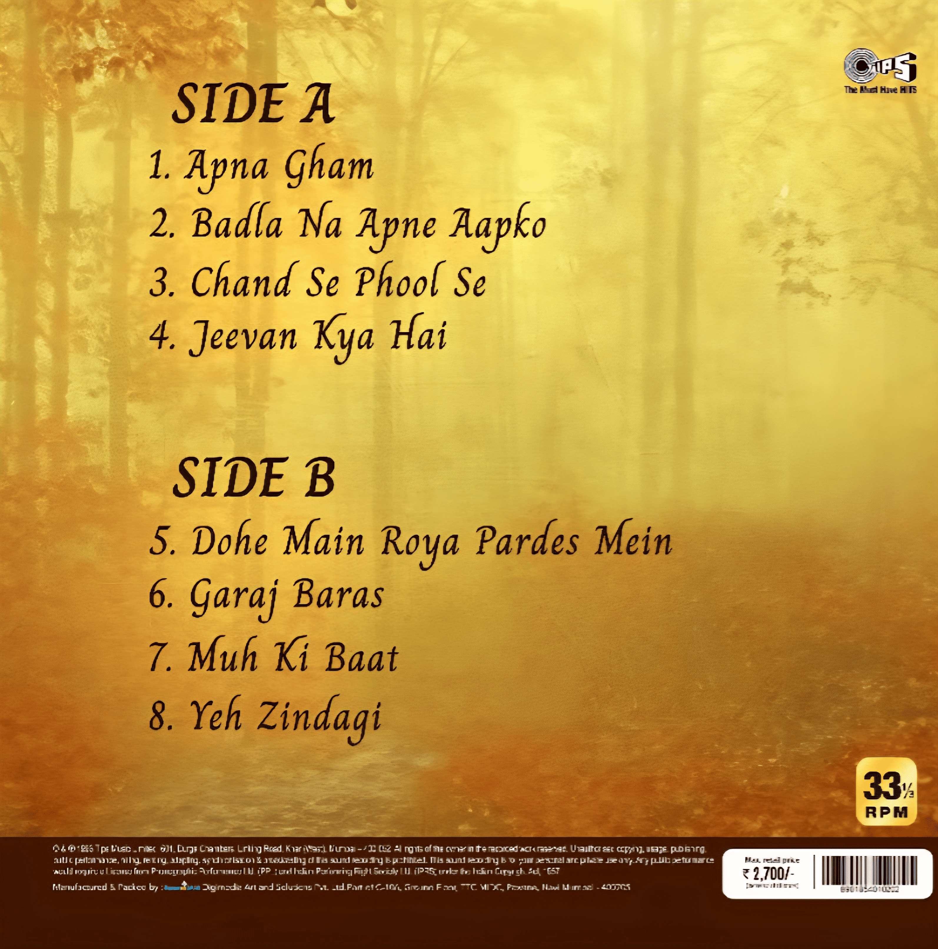 INSIGHT: JAGJIT SINGH - VINYL RECORD alt