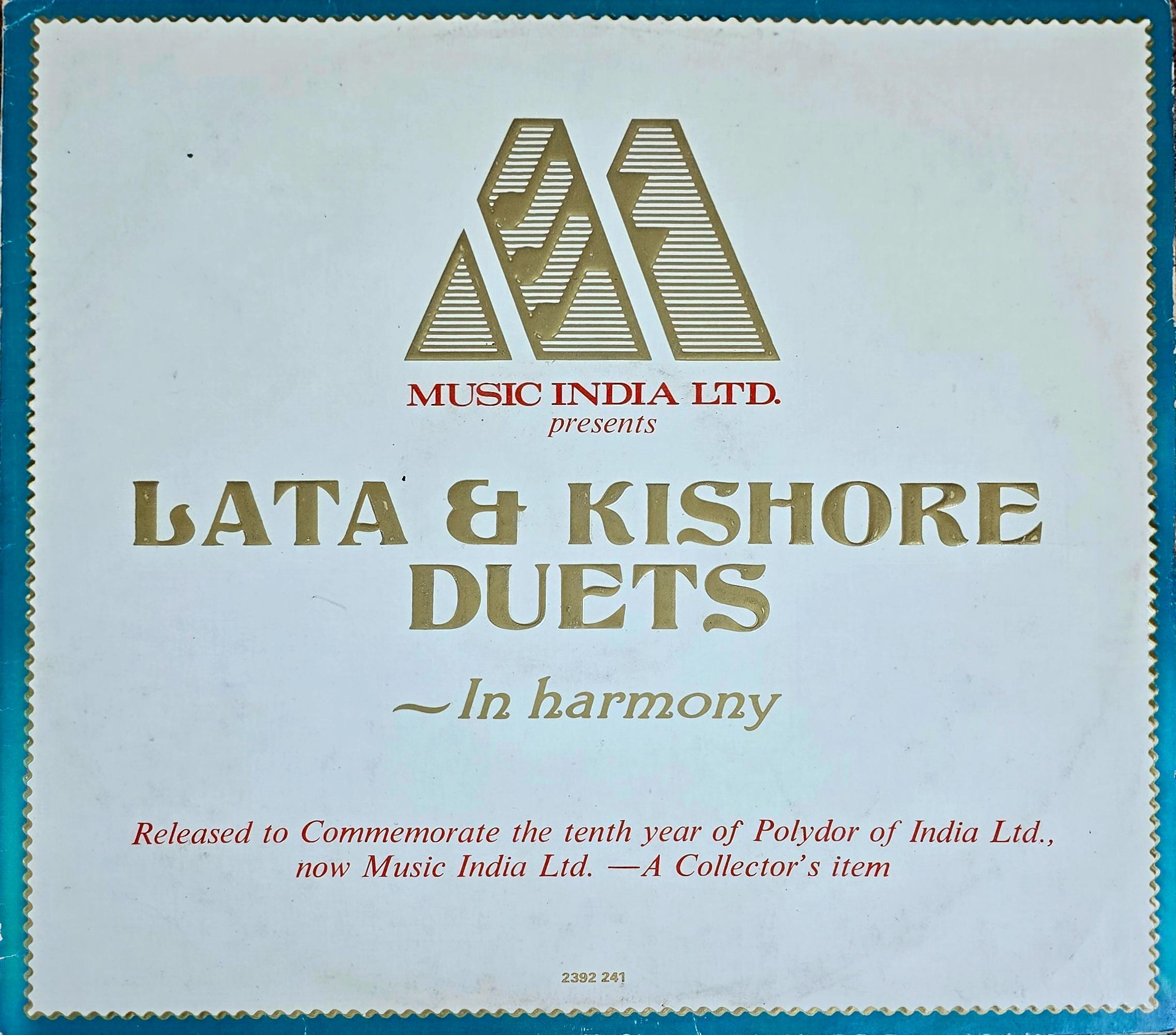 LATA AND KISHORE DUETS : IN HARMONY - LP RECORD ( POLYDOR / 95% ) 2392 241