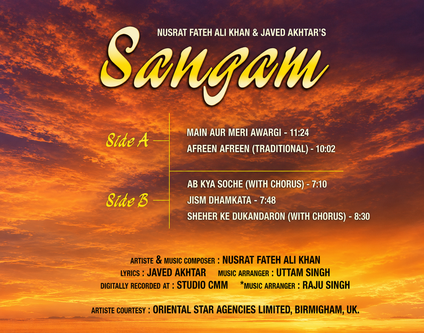 SANGAM : NURSAT FATEH ALI KHAN & JAVED AKHTAR - VINYL RECORD alt